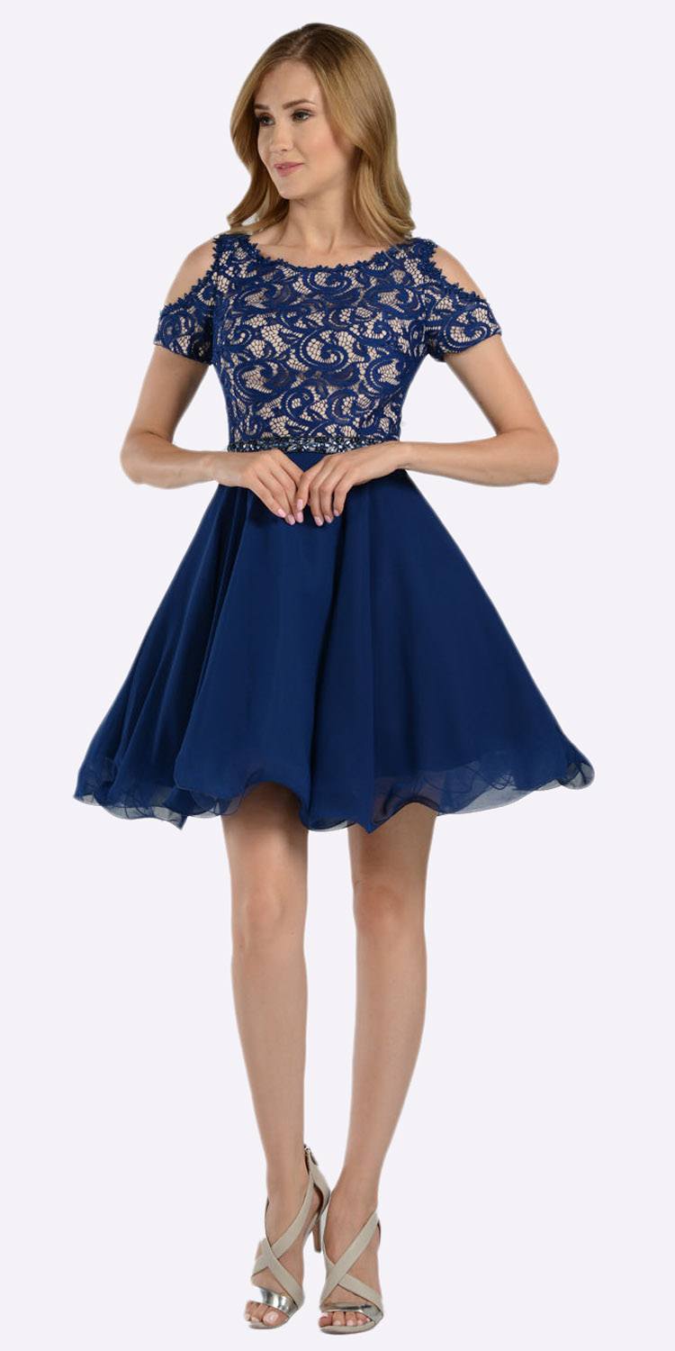 blue lace top dress