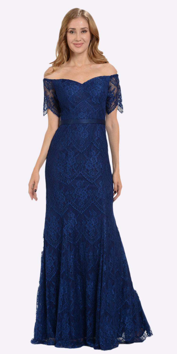 off shoulder lace gown