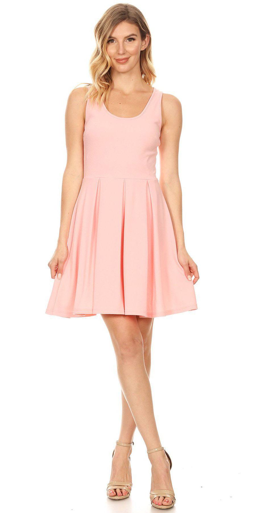 light pink fit and flare dress