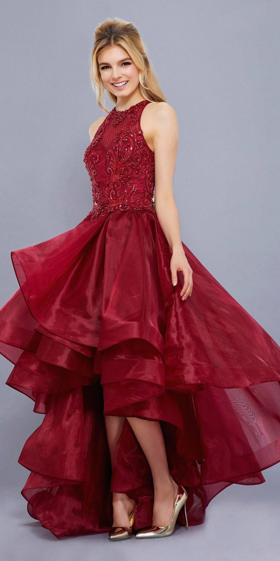 red high low gown