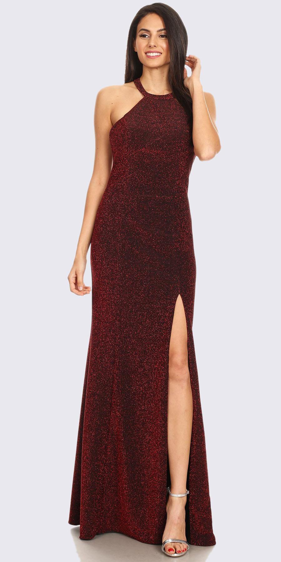 burgundy glitter dress
