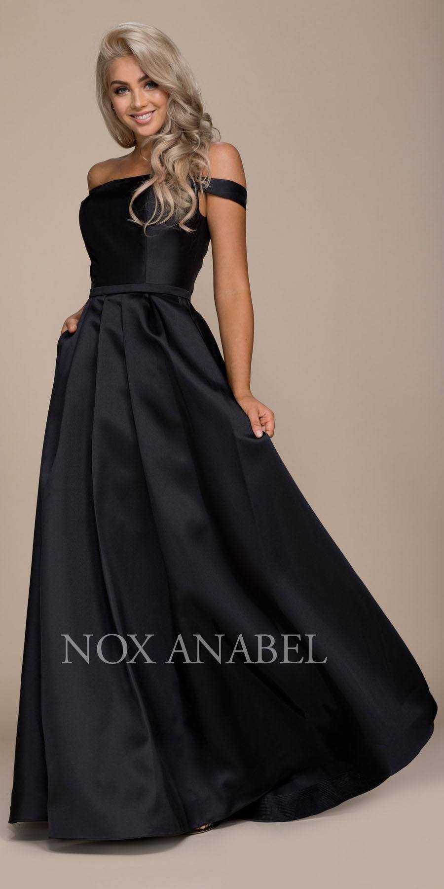 black formal dress with pockets