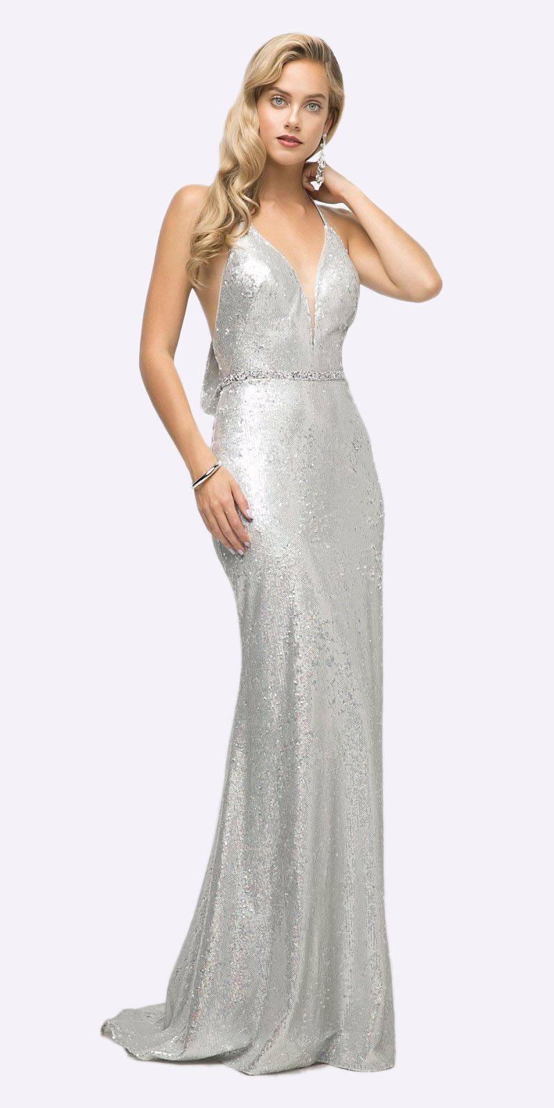 silver halter dress