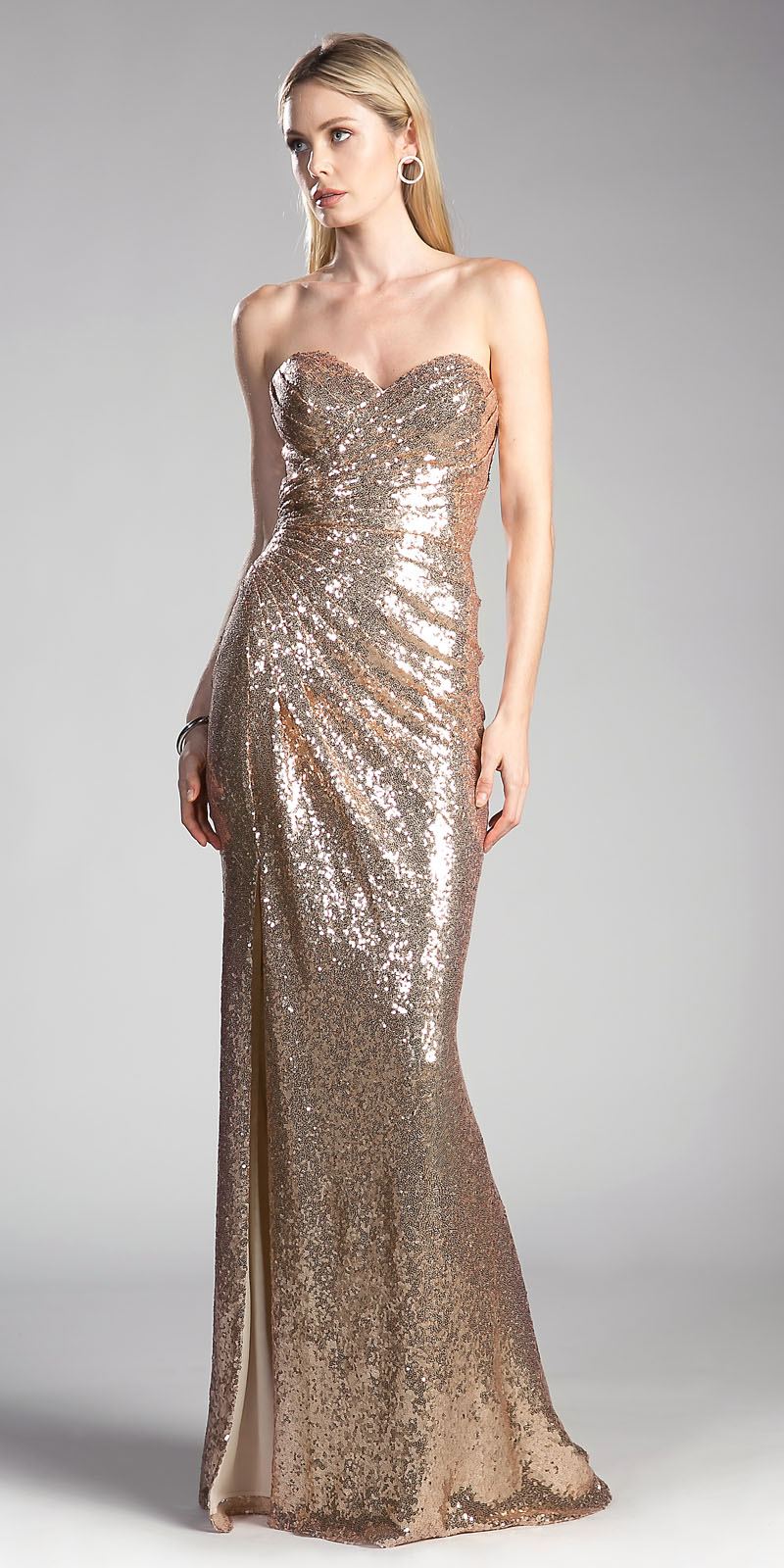 strapless sequin prom dress