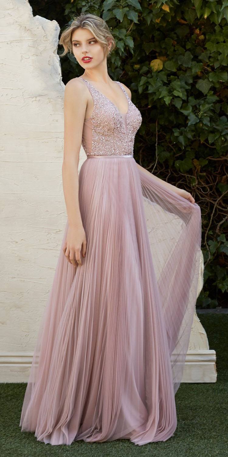 dusty rose long formal dress