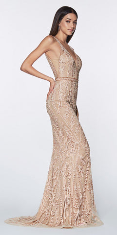 Light Champagne Satin V-Neck Embellished Waist A-Line Homecoming Dress Short