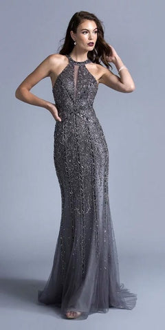 Open-Back Shimmering Mermaid Long Prom Dress Gold