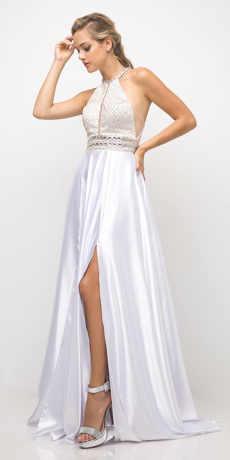 long white dress with slit