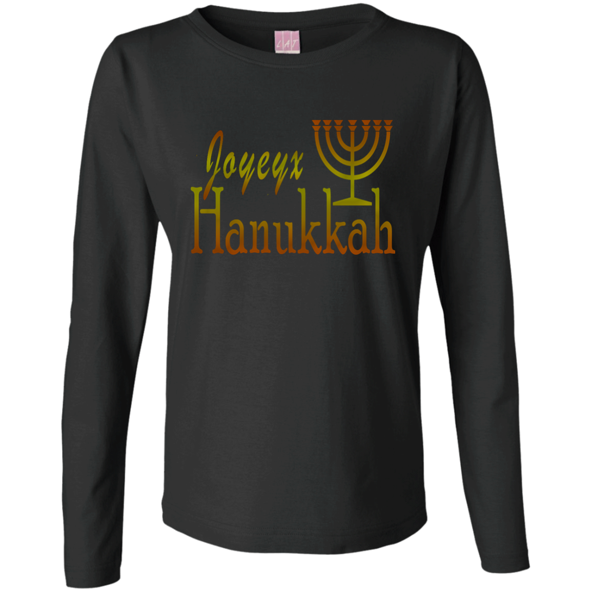 JOYEUX HANUKKAH! Ladies Long Sleeve Cotton TShirt