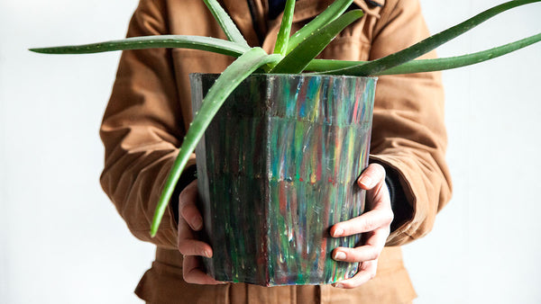plant pot made from recycled materials