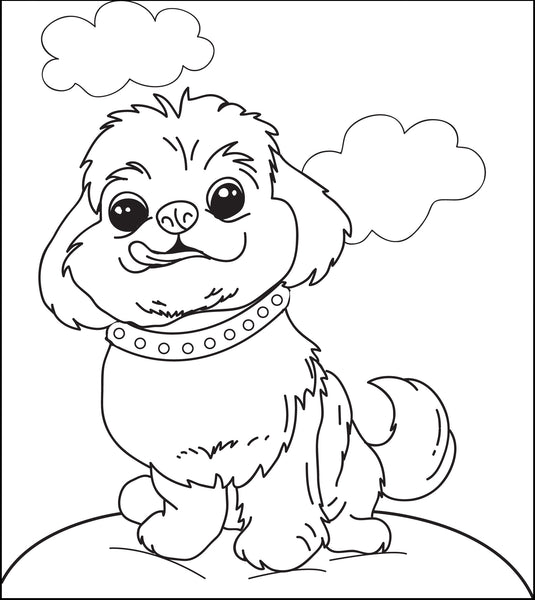 Printable Fluffy Puppy Dog Coloring Page for Kids - SupplyMe