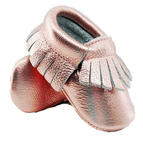 Mocassins Dorés en Cuir Rose -30%