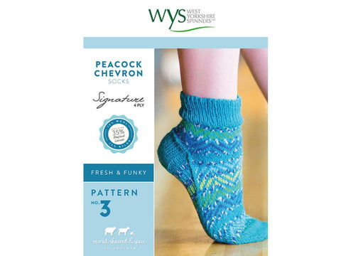 Peacock Chevron Socks in West Yorkshire Spinners Signature 4 Ply - Pattern No. 3