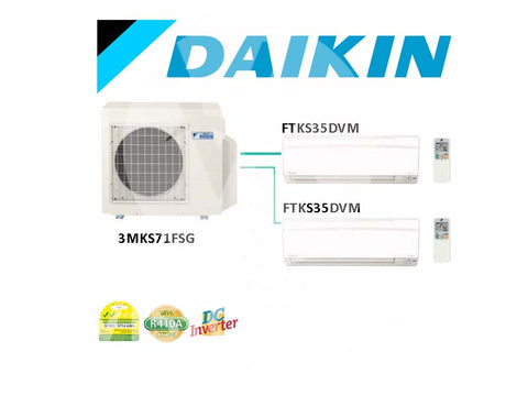 Daikin System 2 Inverter: 3MKS71FSG / 2 X FTKS35DVM (12000 BTU)
