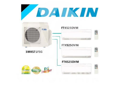 Daikin System 3 Inverter: 3MKS71ESG / 3 X FTKS25DVM (9000 BTU)