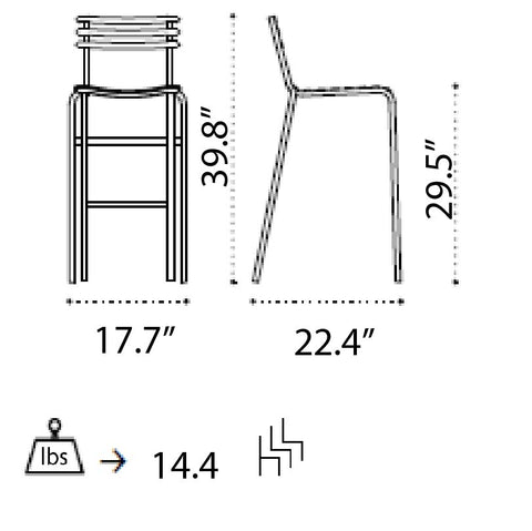 Ethimo High Bar Stool technical diagram