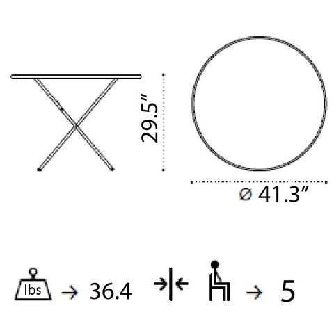 Ethimo Large Folding Bistro Table technical diagram