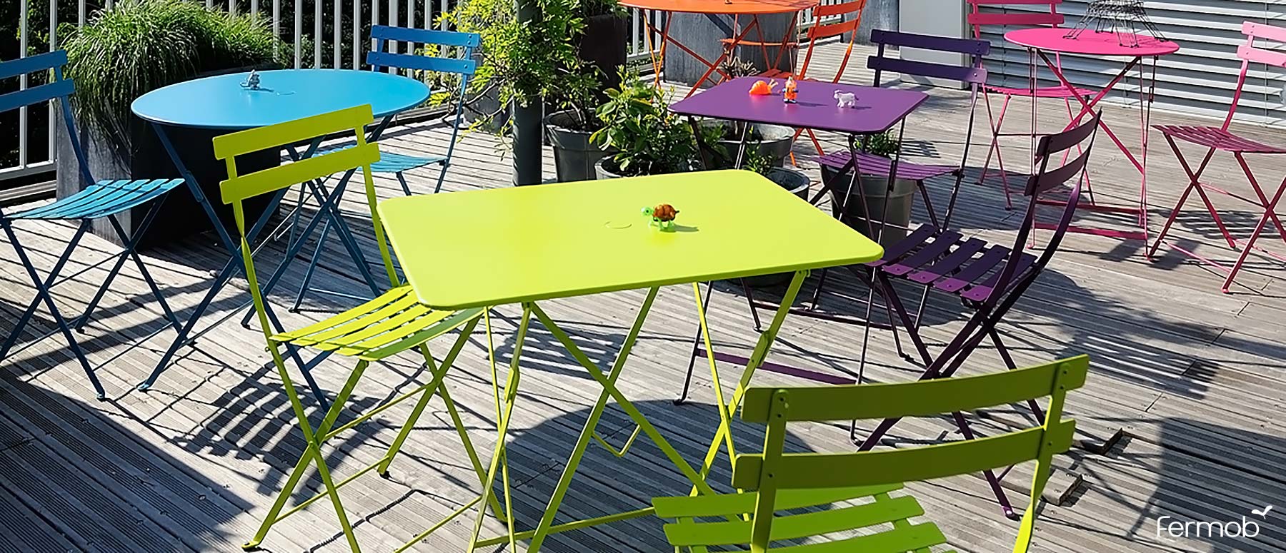 Fermob metal outdoor folding bistro table round 46 inch
