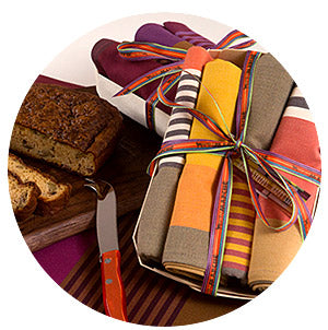 fall colors striped French napkins