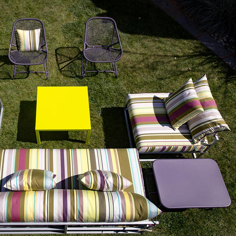 custom outdoor sectional sofas with striped sunbrella cushions