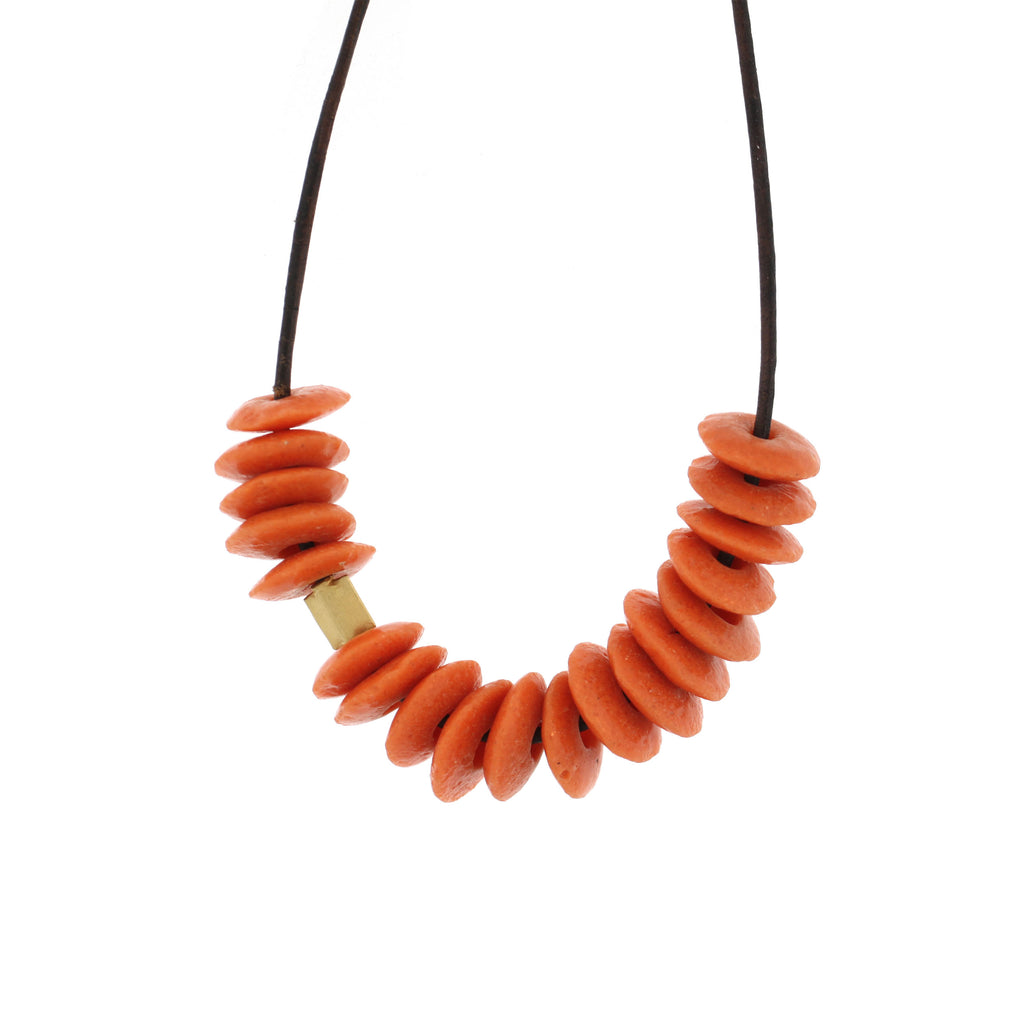 orange glass bead necklace