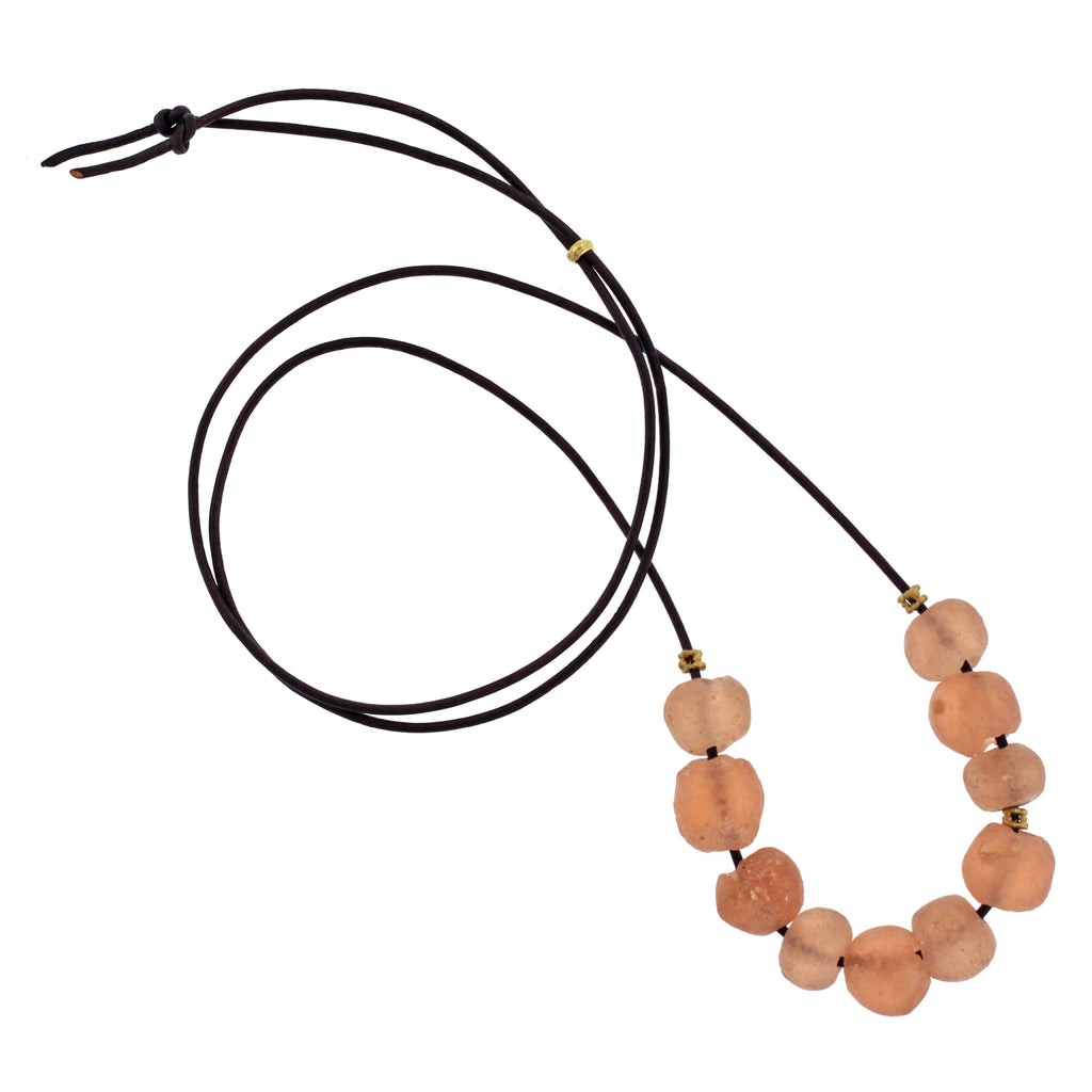 A Recycled Glass Bead Necklace In Blush Lfrank 