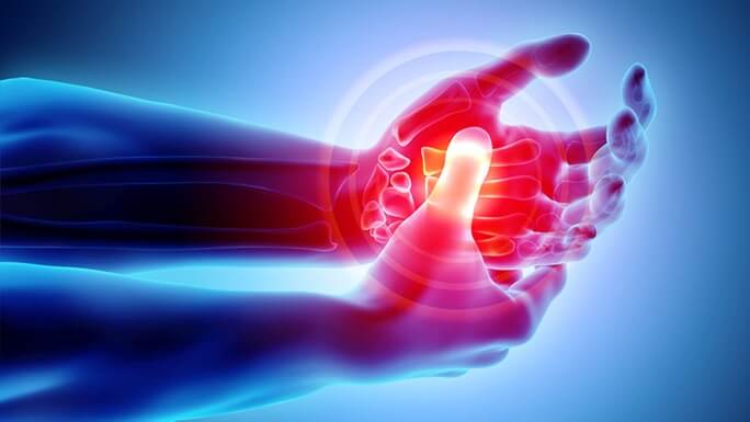 digital illustration of forearms thumb massaging center of palm