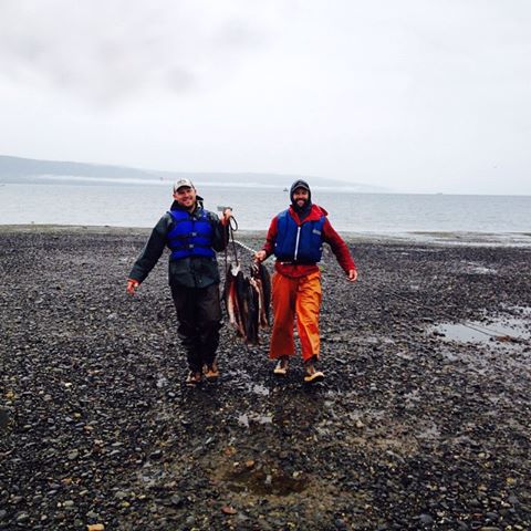 Mike and Grant with salmon