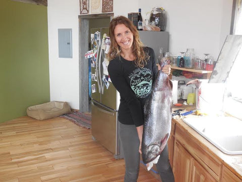 Maddie with king salmon