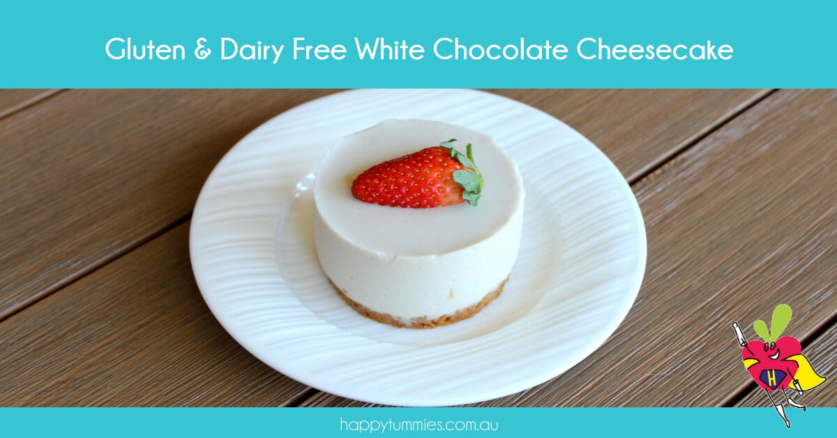 Gluten & Dairy Free White Chocolate Cheesecake - Happy Tummies