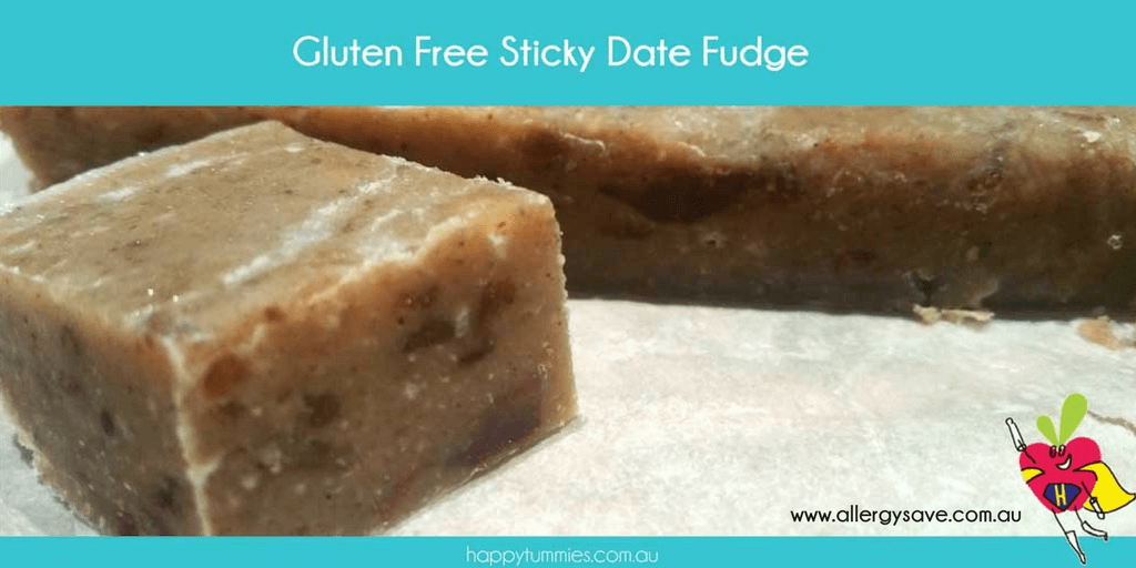 Gluten Free Sticky Date Fudge Recipe - Allergysave - Happy Tummies