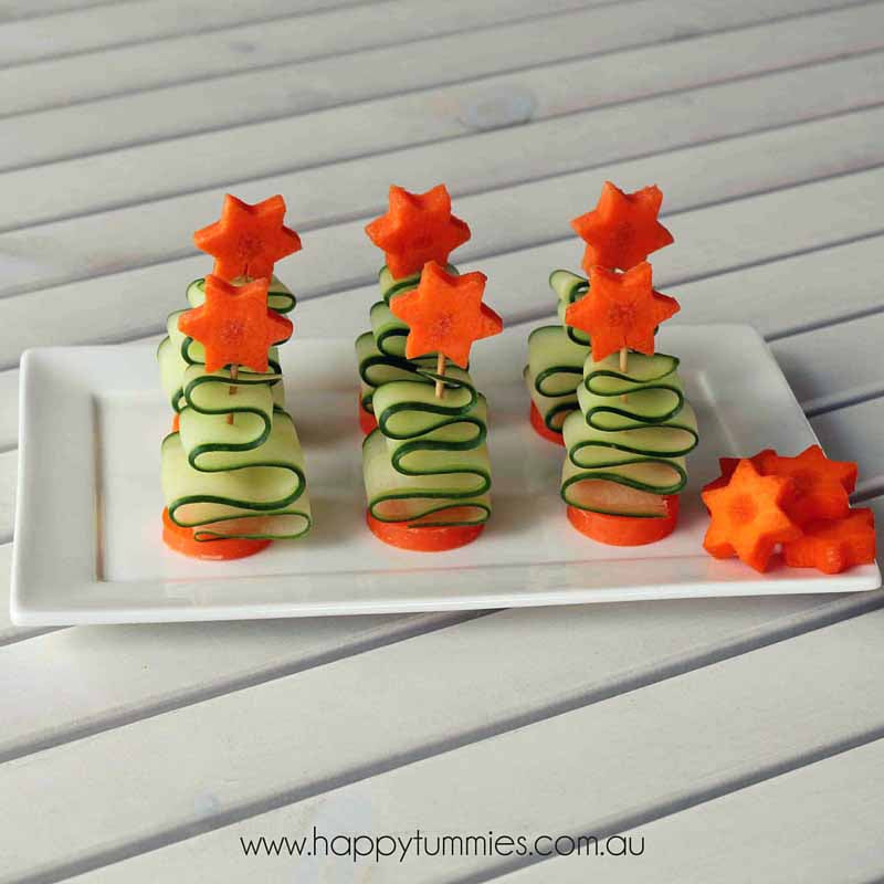 Healthy Christmas Food - Vegetable Christmas Trees - Happy Tummies