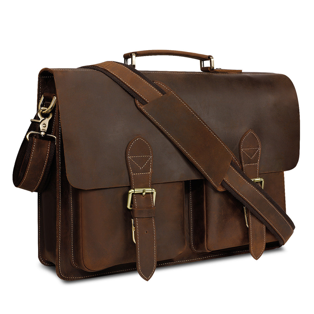 Kattee Handmade Genuine Leather Laptop Briefcase Messenger Bag – katteeus