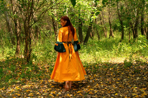 woman walking in the forest