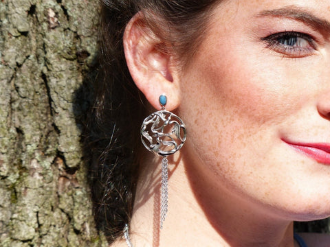 Wings of Lace Medallion Fringe Earrings