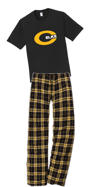 Short sleeve T-shirt/Flannel lounge pants combo-WELL22