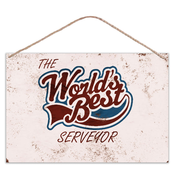 The Worlds Best Serveyor - Vintage Look Metal Large Plaque Sign 30x20cm
