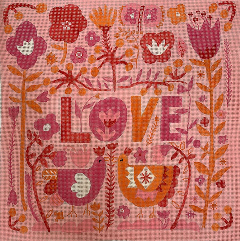 LOVE with flowers and chickens