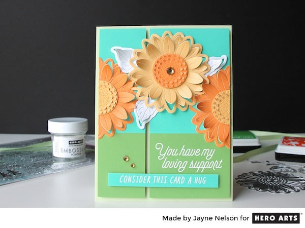 Paper Layering Sunflower by Jayne Nelson for Hero Arts