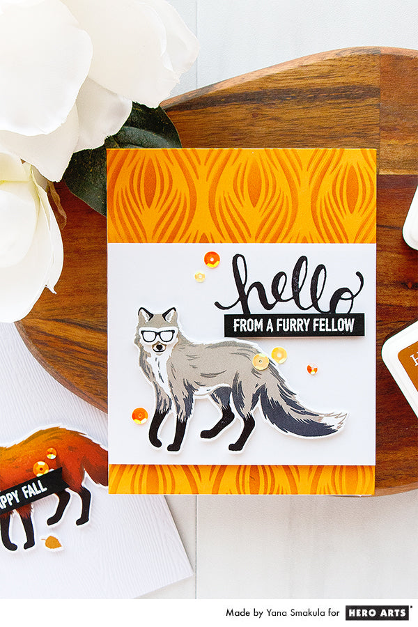 Hello From A Furry Fellow card by Yana Smakula for Hero Arts