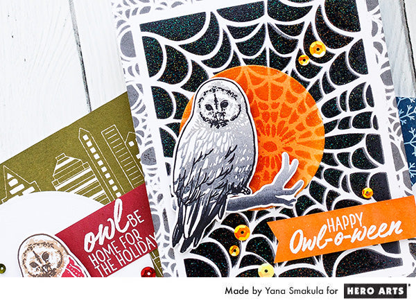 Happy Owl-o-ween card by Yana Smakula for Hero Arts