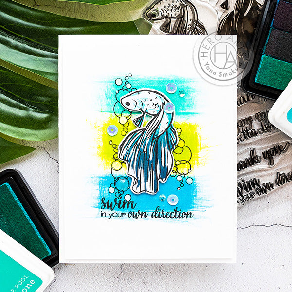 Color Layering Betta Fish Card by Yana Smakula for Hero Arts