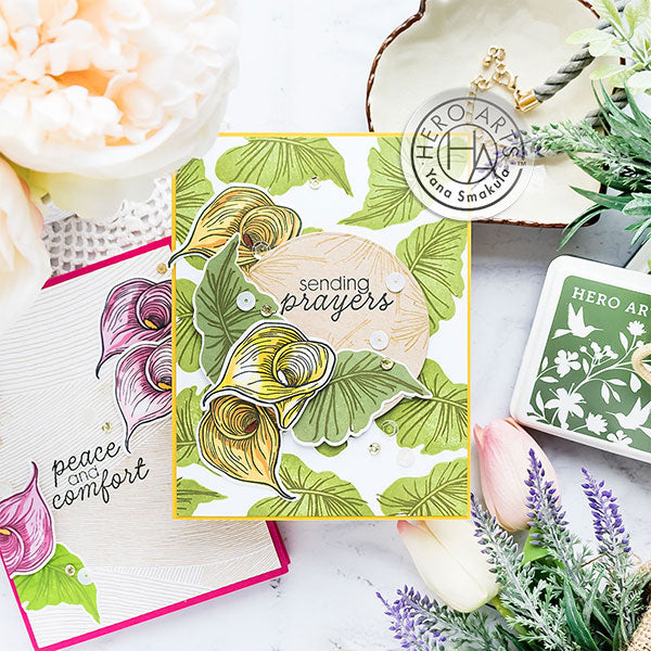 Color Layering Calla Lily Cards by Yana Smakula for Hero Arts