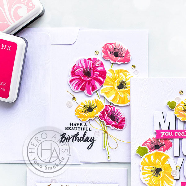 Friendship & Birthday Color Layering Poppy Cards by Yana Smakula for Hero Arts