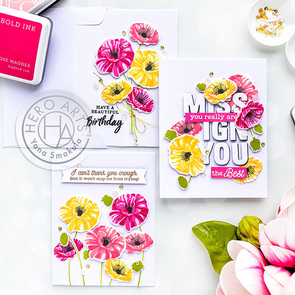 Friendship & Birthday Poppy Cards | Color Layering With Yana Series