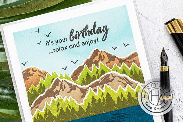 Color Layering Mountains at the Lake Cards by Yana Smakula for Hero Arts