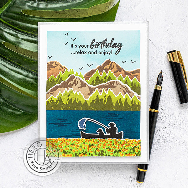 Color Layering Mountains at the Lake Cards by Yana Smakula for Hero Arts