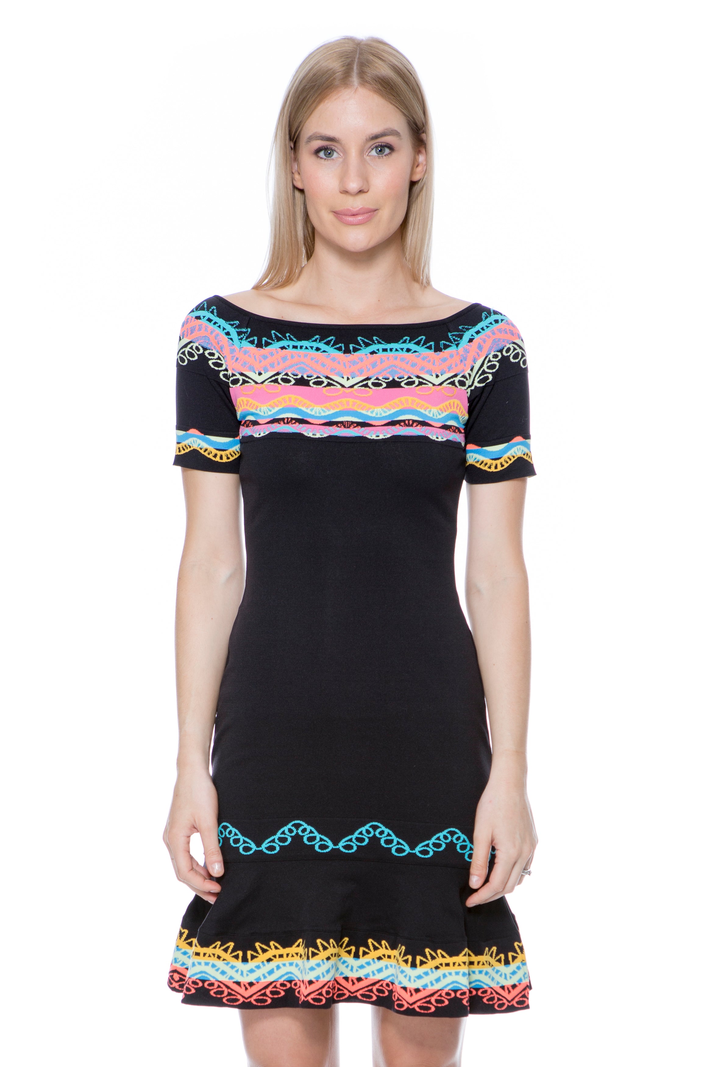 INTARSIA STRETCH KNIT DRESS