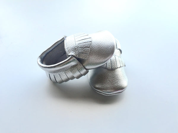 silver moccasins