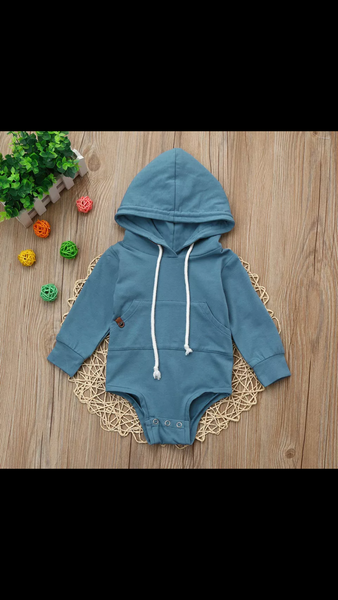 Baby/Toddler Blue Hooded Bodysuit